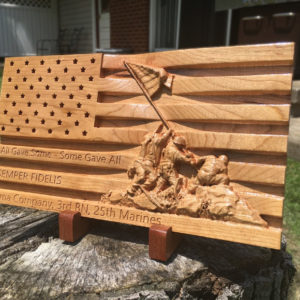 Marine Corps Wood Carved Sign Iwo Jima Flag Raising, Patriotic American Flag, Semper Fi, Unique!